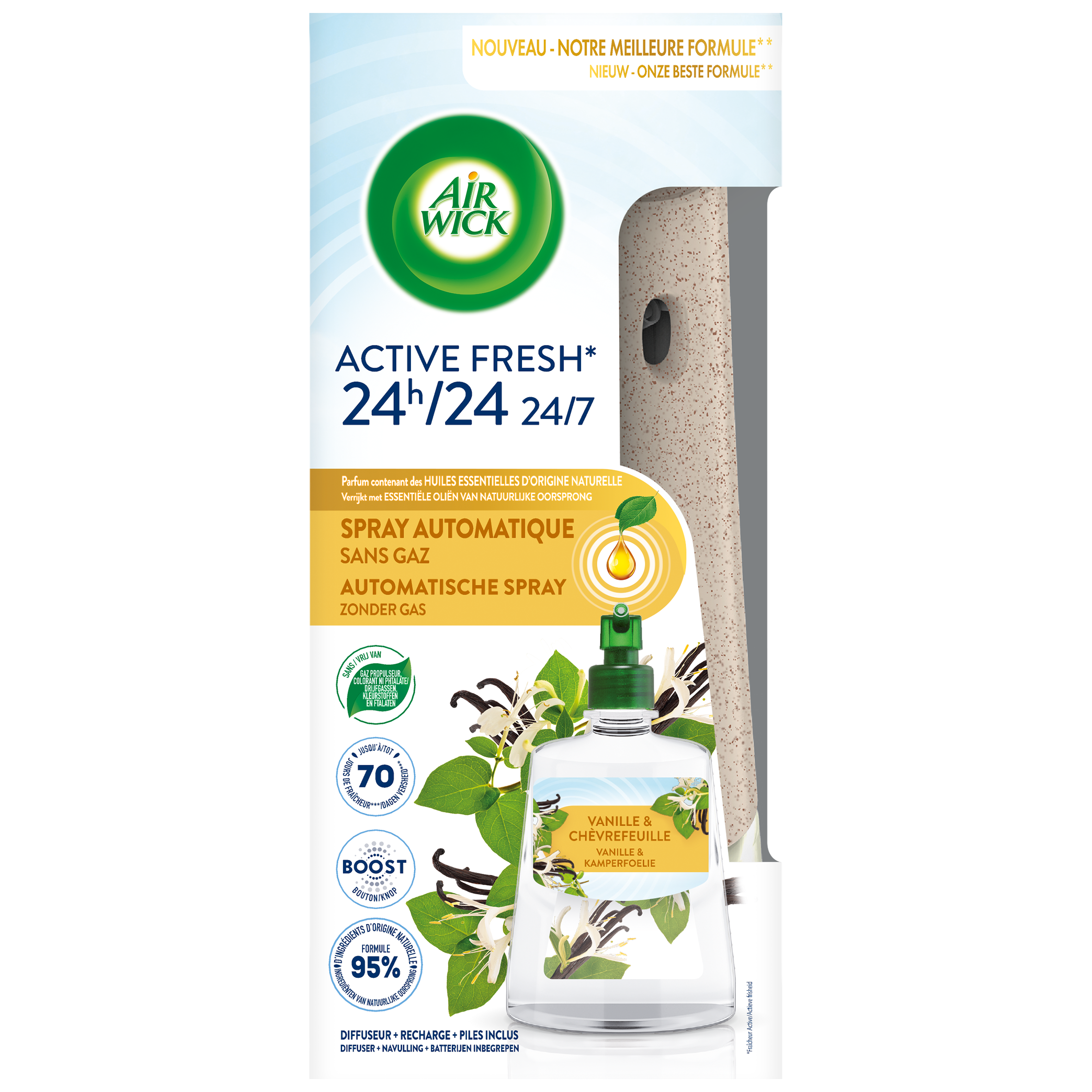 Air Wick Active Fresh : Sprays automatiques sans gaz et Diffuseurs continus  